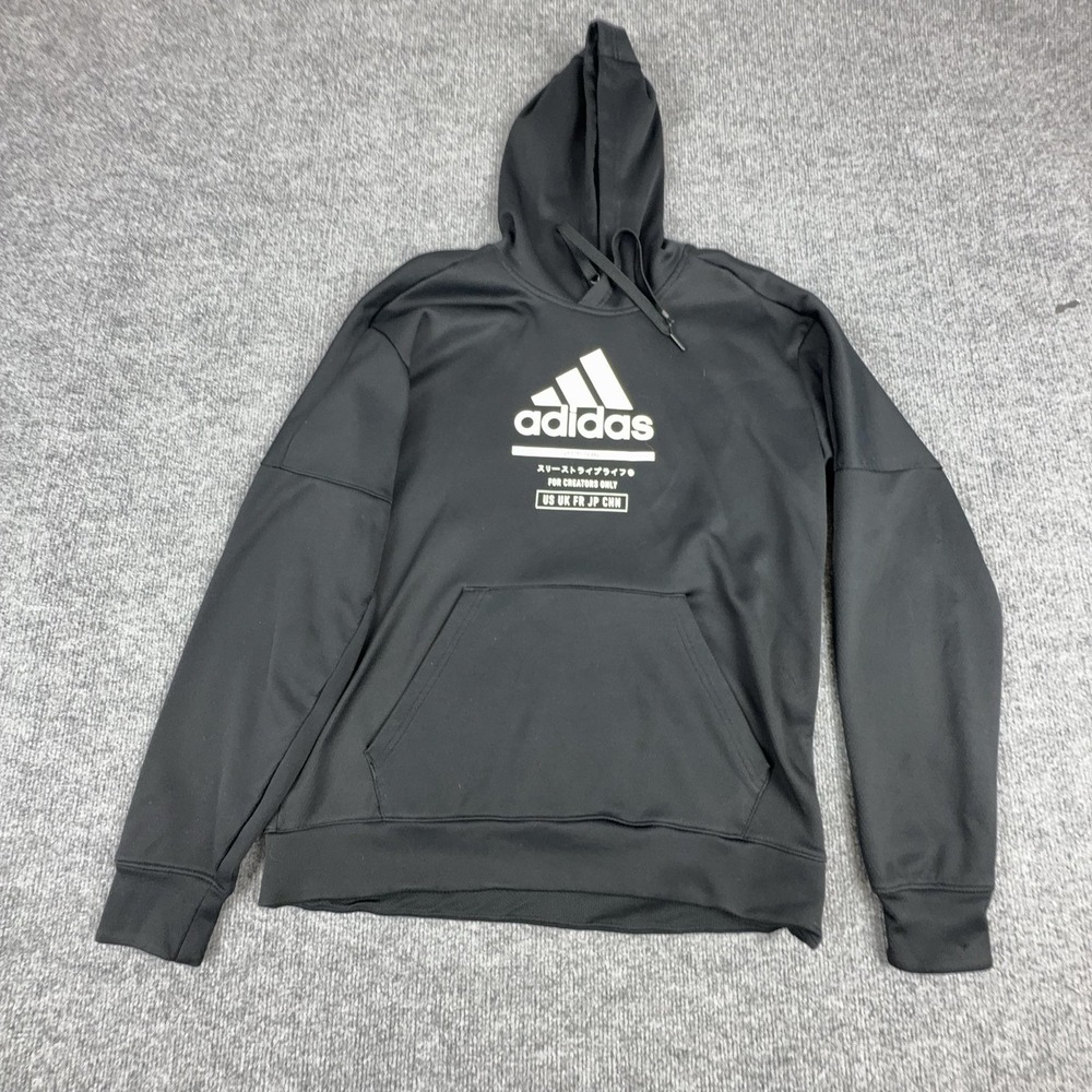Adidas Hoodie Mens Medium Black Climawarm For‎ Creators Graphic Logo Pullover